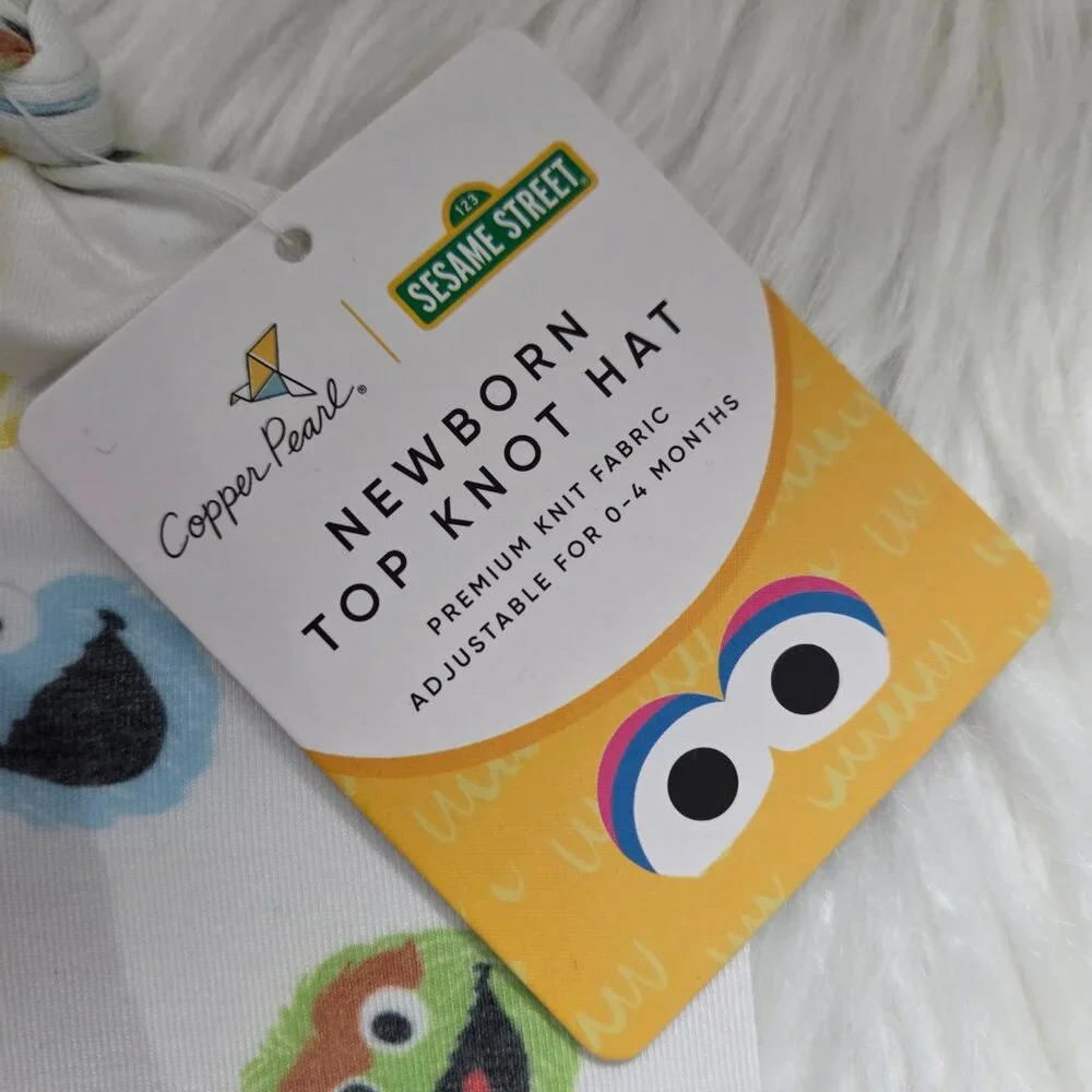 Copper Pearl x Sesame Street Newborn Top Knot Hat